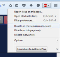 Çaktivizo AdBlock Plus për moviemakeronline.com në Firefox